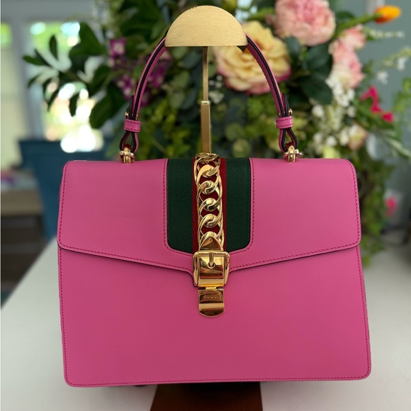 GUCCI Medium Sylvia Top Handle Bag in Pink ~ Excellent Condition w/cards - Picture 16 of 16